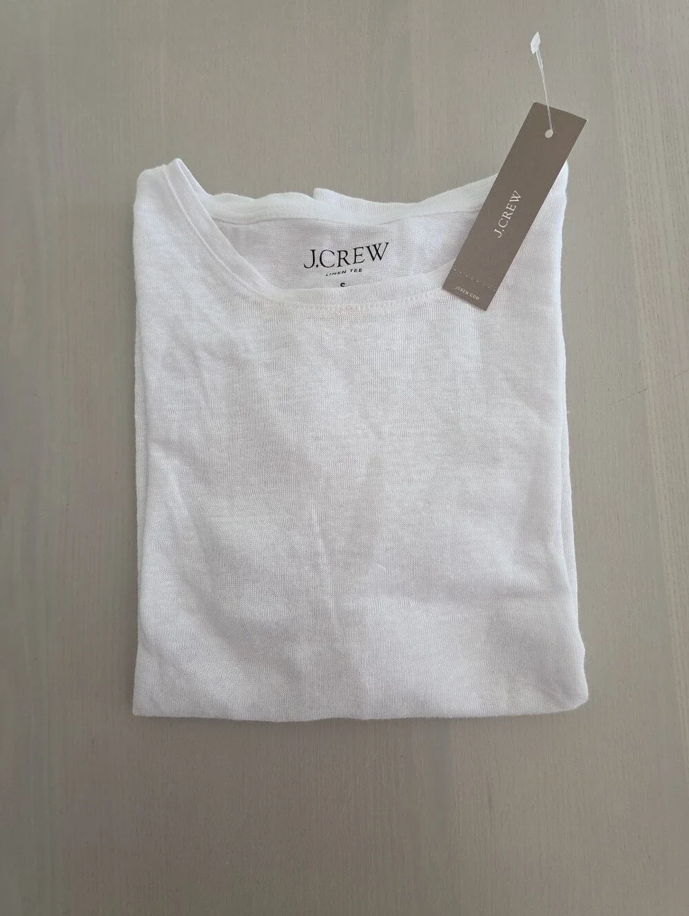 J.Crew Classic Crewneck White Women's New relaxed linen T-shirt Sz S $50